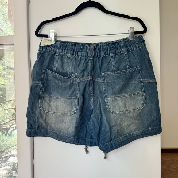 NWT Free People We The Free Second Chances Pull On Jean Shorts Drawstring Blue M - Picture 14 of 16